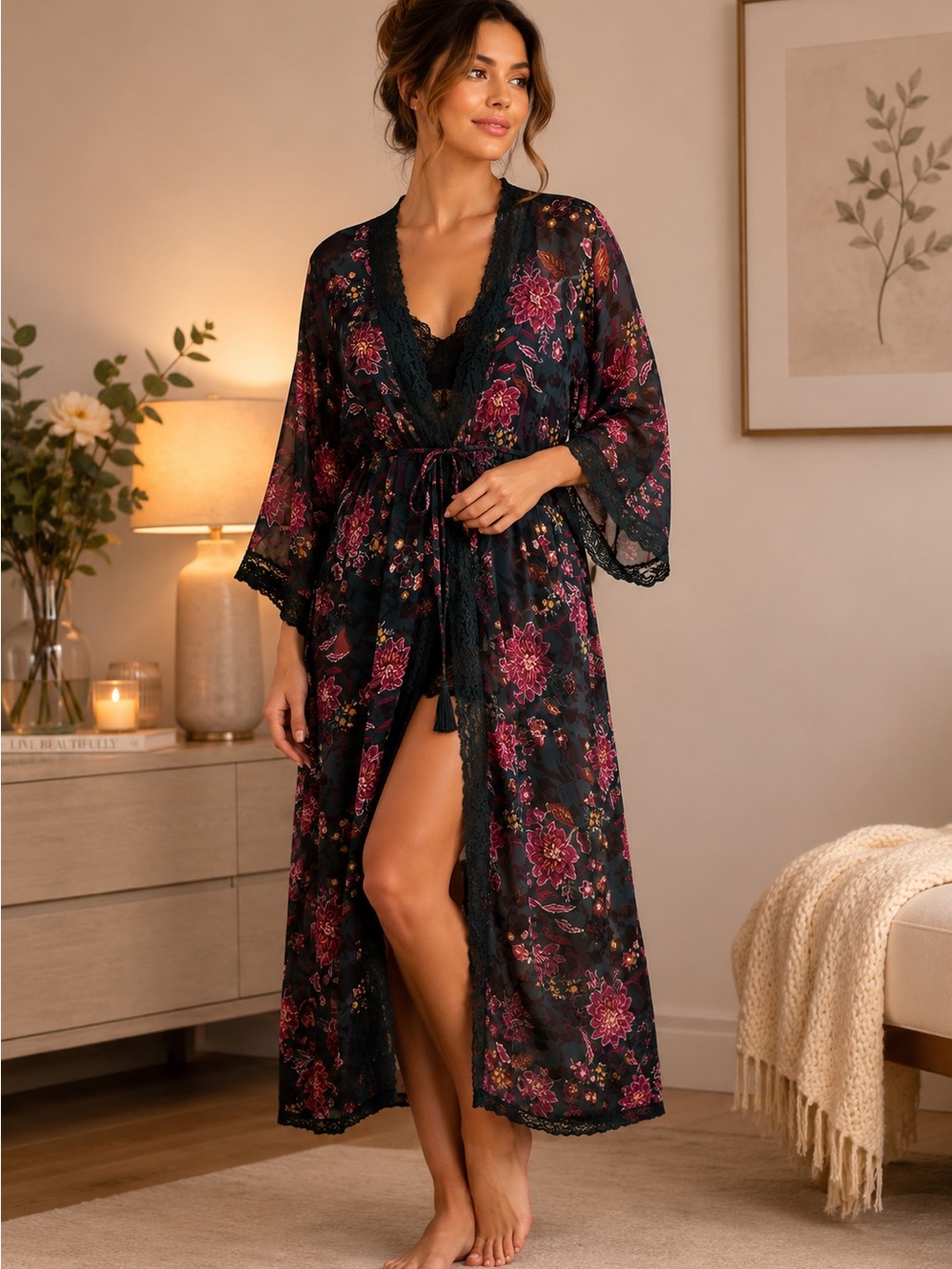 Time and Tru Kimono Cover Robe